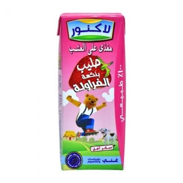 Lacnor Milk Strawberry 180Ml, 32 Pieces Per Carton